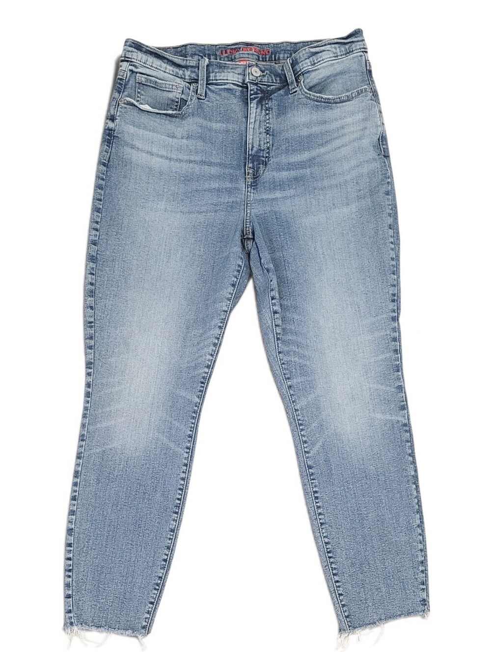 Lucky Brand high-rise ankle skinny jeans Medium wash  frayed raw Hem
